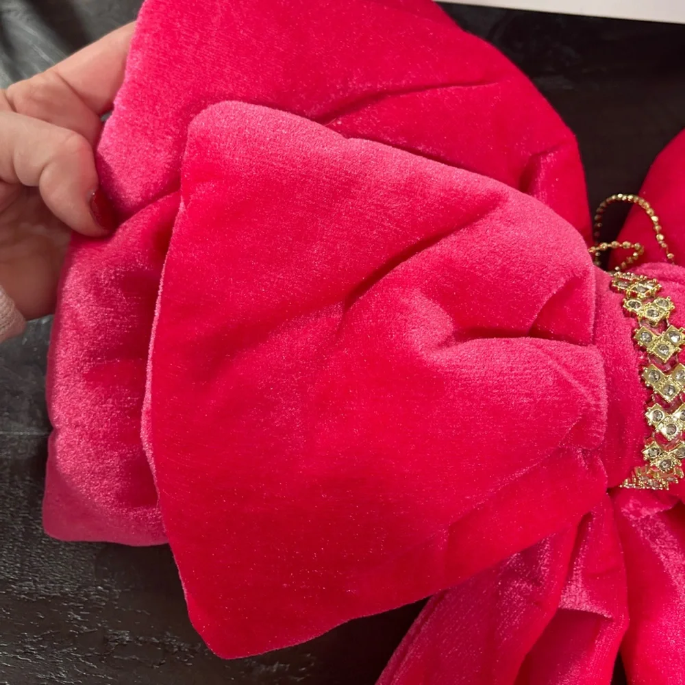 Hot Pink Velvet Ribbon Christmas Bow Valentine Bow Wall Tree Decor NWT